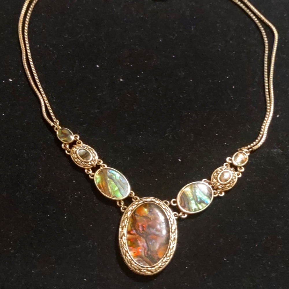 MONET BEAUTIFUL DOUBLE CHAIN NECKLACE WITH STONE CENTER